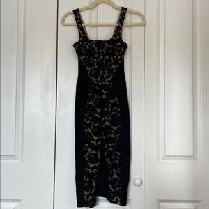 Agent Provocateur Willow Cocktail Dress Small 2 Black Tan Lace